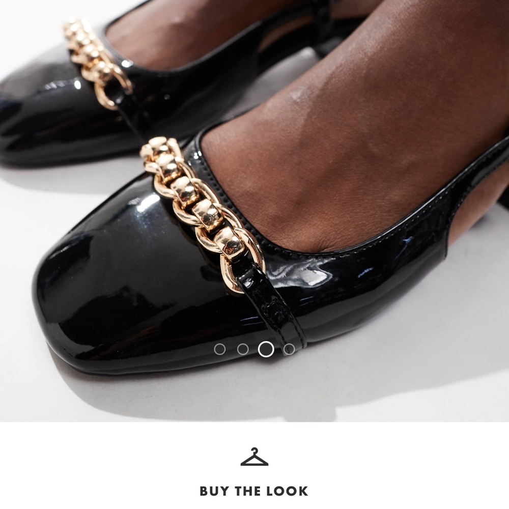 ASOS Black Patent Heels with Gold Chain